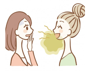 woman suffering from bad breath from her friend