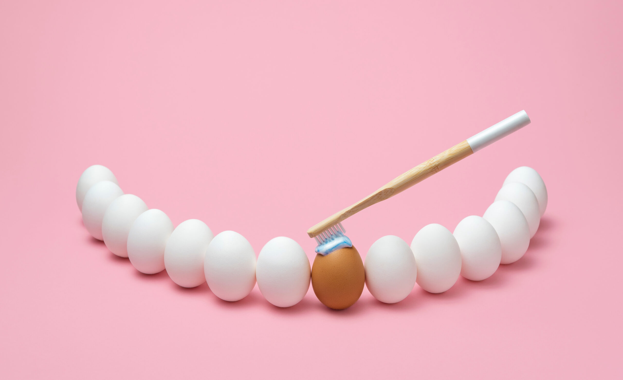 a toothbrush brush the egg